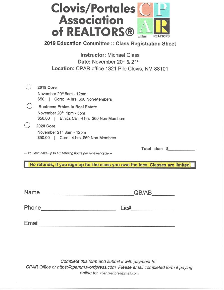 2019 - 20 core class